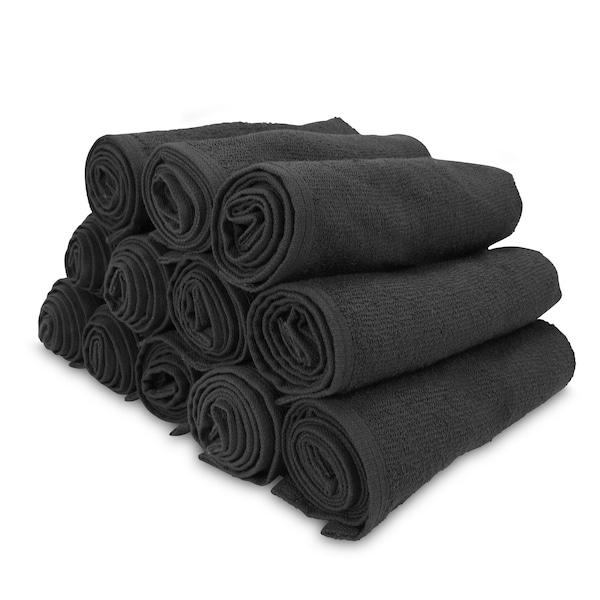 Monarch Cotton Salon Towel 16x28 Black (12pk) BB-1628-3BLK - main